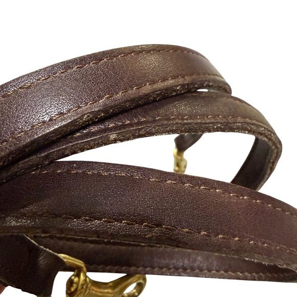 Vintage Replacement Crossbody Strap Dark Brown Leather w/ Brass Hook Ends 47" - Picture 3 of 4